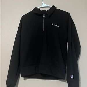 Champion Black Pullover with Quarter-Zip